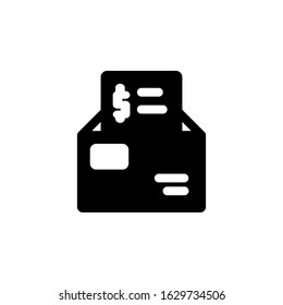 finance icon, email transfer icon design solid style. Perfect for application, web, logo and presentation template