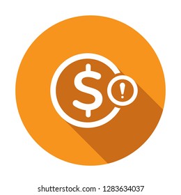 Finance icon with exclamation mark. Finance icon and alert, error, alarm, danger symbol. Vector icon