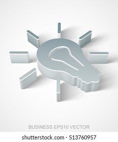 Finance icon: extruded Metallic Light Bulb with transparent shadow, EPS 10 vector illustration.