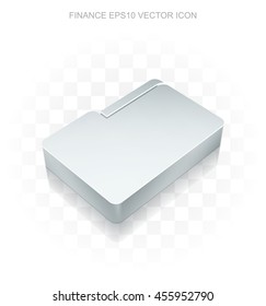 Finance icon: Flat metallic 3d Folder, transparent shadow on light background, EPS 10 vector illustration.