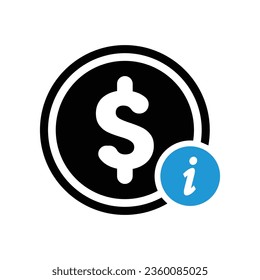 Finance icon with information sign. Finance icon and about, faq, help, hint symbol. Vector icon