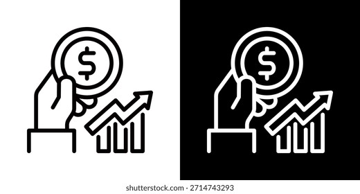 Icono de finanzas de línea de estilo blanco y negro