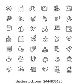 Finance icon. Finance line icon set. Banking linear icon set.