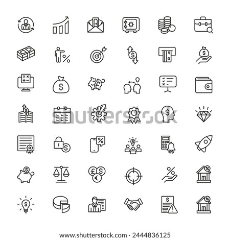 Finance icon. Finance line icon set. Banking linear icon set.