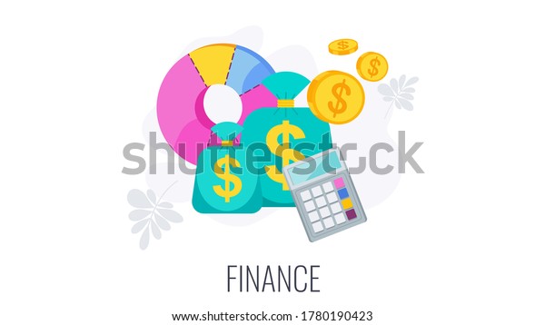 Finance Icon Money Bags Calculator Pie Stock Vector (Royalty Free ...