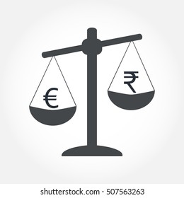 Finance icon. Money currency on scales. Cash balance vector illustration.