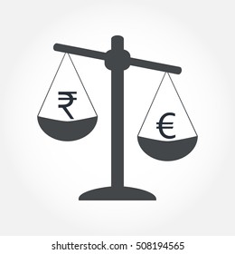 Finance icon. Money currency on scales. Cash balance vector illustration.