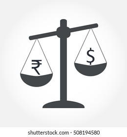 Finance icon. Money currency on scales. Cash balance vector illustration.
