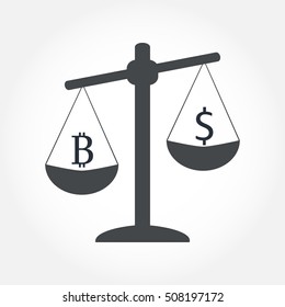 Finance icon. Money currency on scales. Cash balance vector illustration.