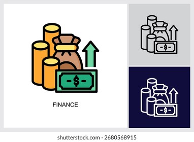 Finance icon Multi Style Vector Illustration