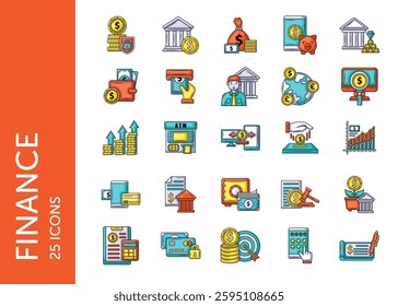 Finance icon pack. Set icon design