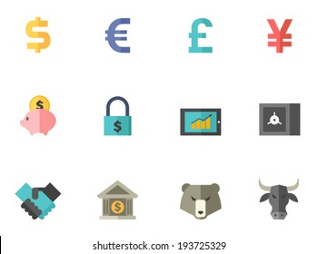 Finance icon series in flat colors style.