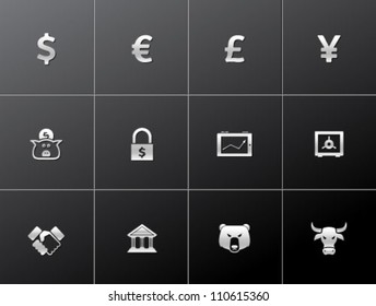 Finance icon series in metallic style