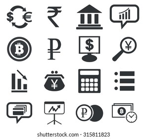 Finance icon set 1, simple black image, on white background