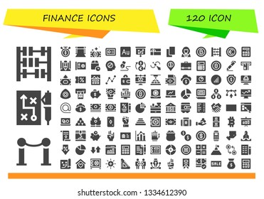 finance icon set. 120 filled finance icons.  Collection Of - Abacus, Line, Strategy, Sale time, Background, Bill, Safebox, Audition, Gift card, Cards, George washington, Bitcoin