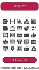  finance icon set. 25 filled finance icons. Simple modern icons about  - Cards, Agreement, Graph, Reader, Wallet, Bank, Vector, Chart, Rating, Abacus, Safe box, Briefcase, Hand