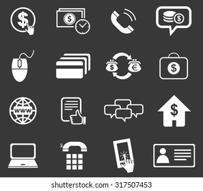 Finance icon set 5, simple white image on black background