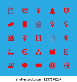 finance icon set about newspaper, chest, paper files and pharmacy pin vector set