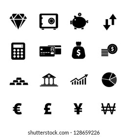 Finance icon set black and white