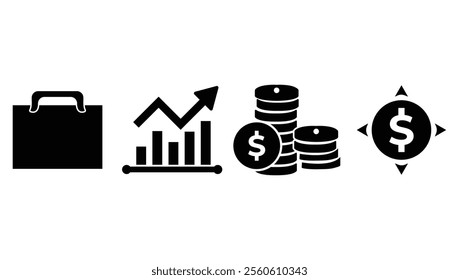 Finance icon set bundle silhouette vector illustration