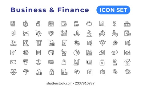 Finance icon set. Containing loan, cash, saving, financial goal, profit, budget, mutual fund, earning money and revenue icons