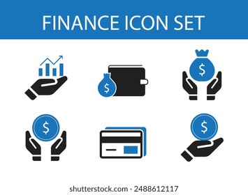 Conjunto de iconos de finanzas. Contiene iconos de préstamos, efectivo, ahorro, objetivo financiero, beneficios, presupuesto, fondos mutuos, ganancias e ingresos. Colección de iconos sólidos.