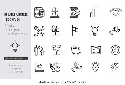 Conjunto de ícones Finanças. Contendo ícones de empréstimo, dinheiro, poupança, objetivo financeiro, lucro, orçamento, fundo mútuo, ganho de dinheiro e receita. Coleção de ícones sólidos.