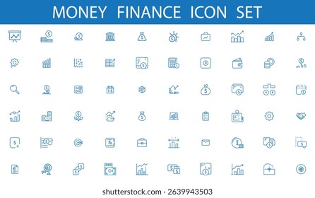 Finance icon set. Containing loan, cash, saving, financial goal, profit, budget, mutual fund, earning money and revenue icons. Solid icons collection.