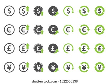 finance icon set, currency exchange vector signs