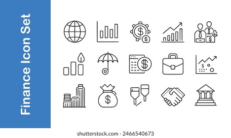 Finance Icon Set With editable vector. 