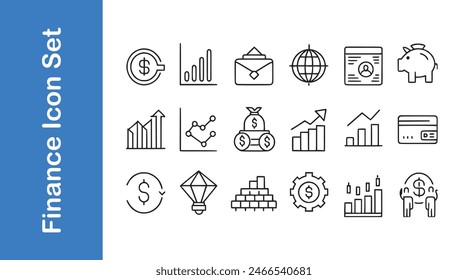 Finance Icon Set With editable vector. 