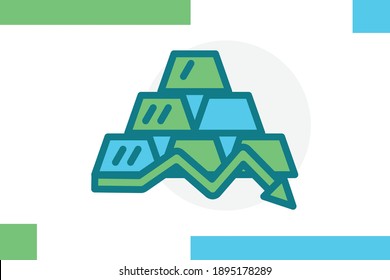 Juego de iconos de finanzas Línea rellenada Color plano concepto de finanzas icono de vectores de elementos de negocio.
