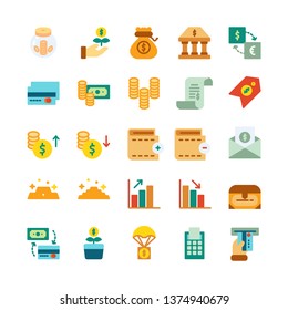 Finance icon set with flat style vector illustration