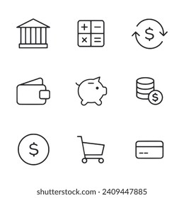Finance icon set isolated on white