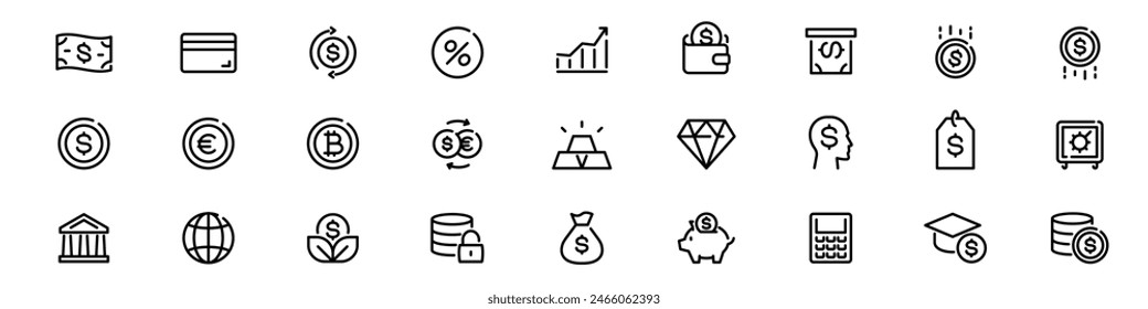 Finance icon set. Money line icon set.