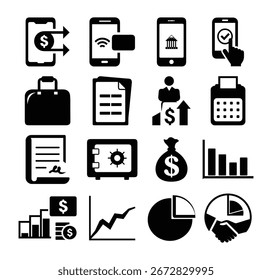 Vectores de Gestión de Dinero, Pago Digital, Inversión y Crecimiento de Negocios