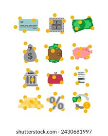 Finance icon set. Sign for banking application