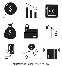 Finance icon. Finance set symbol vector elements for infographic web.