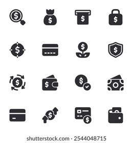Ícone financeiro definir ilustração de vetor