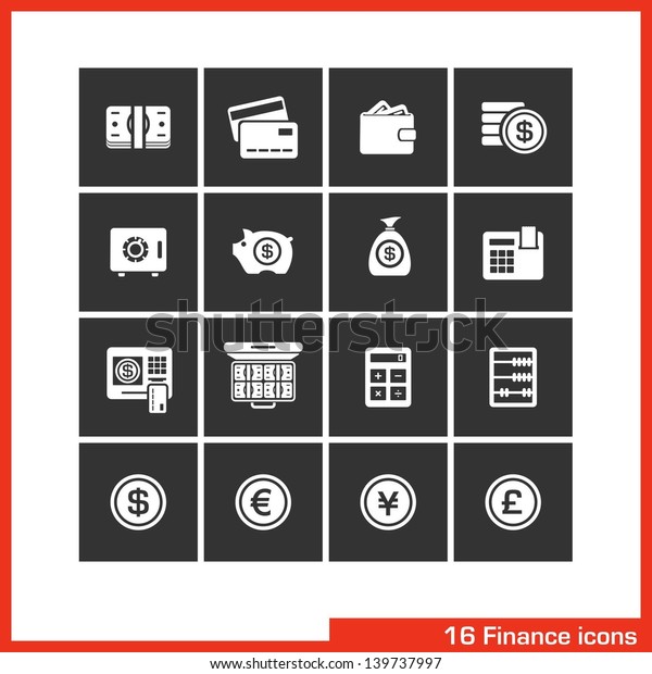 Finance Icon Set Vector White Pictograms Stock Vector - 