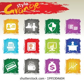 Juego de iconos de finanzas para su diseño. Estilo de iconos de rango