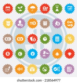 Finance icon set,colour version,clean vector