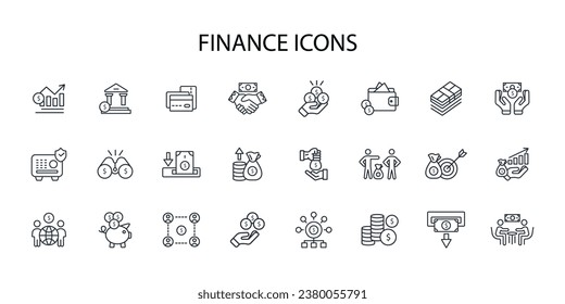 Finance icon set.vector.Editable stroke.linear style sign for use web design,logo.Symbol illustration.