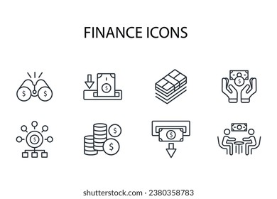 Finance icon set.vector.Editable stroke.linear style sign for use web design,logo.Symbol illustration.
