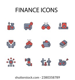Finance icon set.vector.Editable stroke.linear style sign for use web design,logo.Symbol illustration.