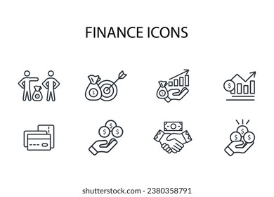 Finance icon set.vector.Editable stroke.linear style sign for use web design,logo.Symbol illustration.