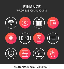 finance icon vector. Finance icons line style
