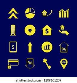 finance icon. finance vector icons set key, growing graph, up arrow and percent up