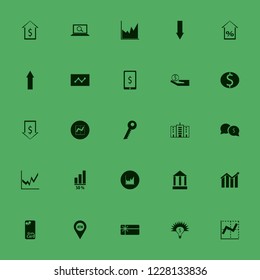 finance icon. finance vector icons set dollar rate falling, gift card, atm location and down arrow