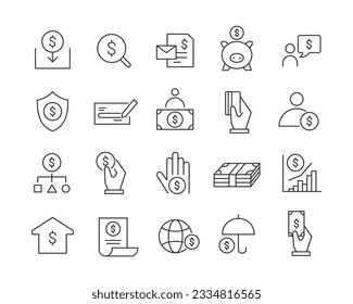 Finance Icon - Vector Line. Editable Stroke.